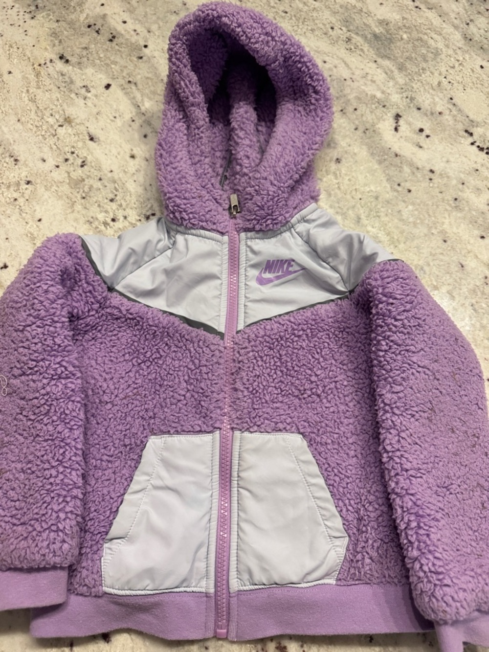 Nike Lavender and Light Gray Sherpa Hooded Jacket